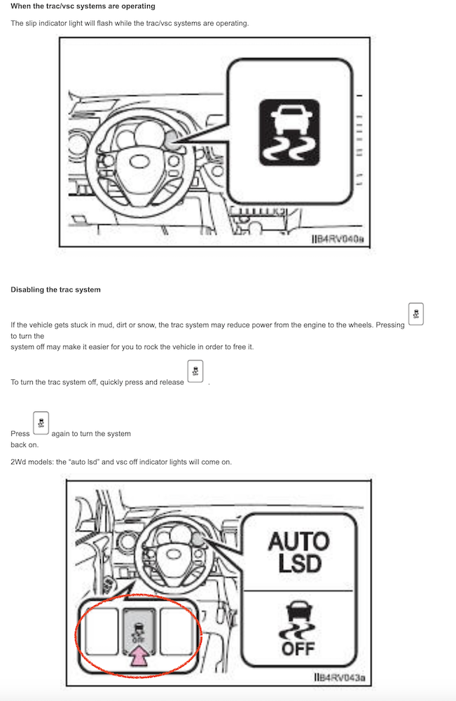Toyota Rav 4 Trac Control 2011 manual